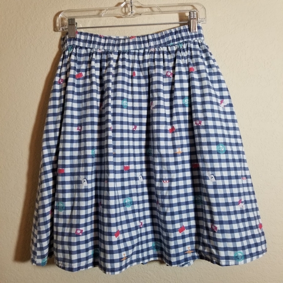 Yumi Travel Novelty Gingham Skater Skirt - Picture 6 of 16